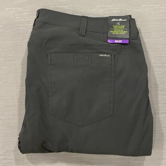 Eddie Bauer Fleece Lined Tech Pants Mens 40 x 32 Gray Water Repellent Insulated - Picture 1 of 15